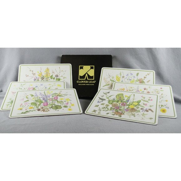 EUC Cloverleaf 6 pc Melamine Table Mats M15 SUMMER MEADOW Felt Backs UK  ANB - Picture 1 of 12